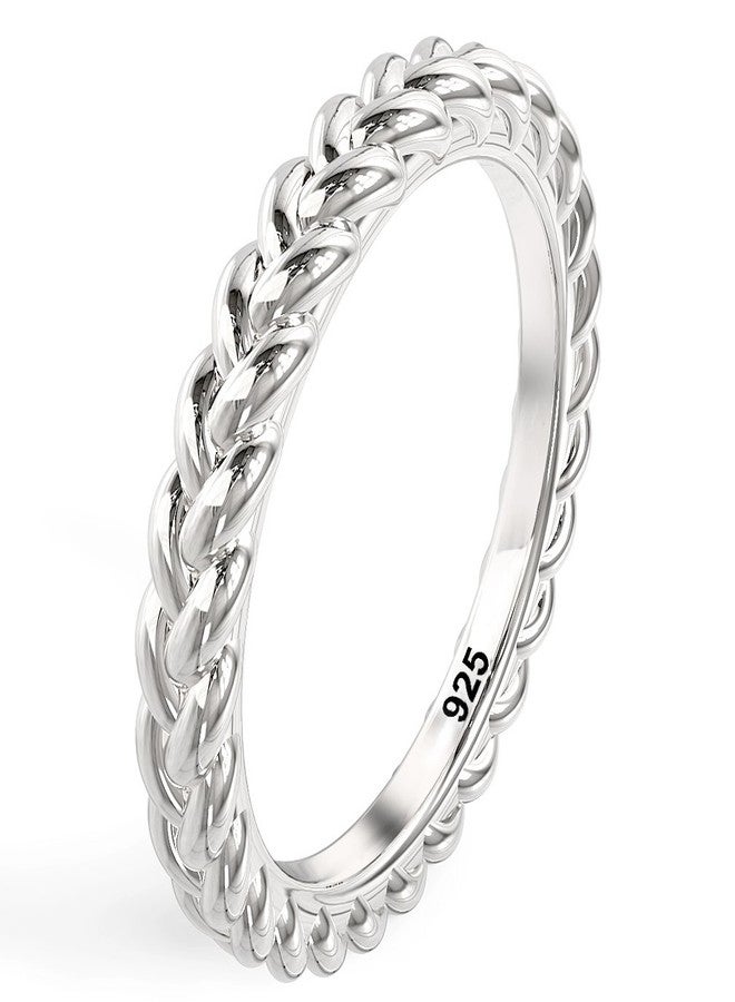 Metal Factory Sz 8 925 Sterling Silver Braid Style Stackable Eternity Ring - Image 1